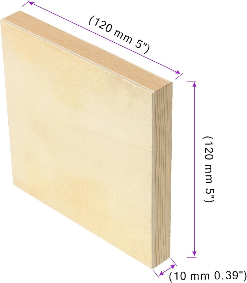 JOIKIT 20 Pack 5 x 5 Inch Wood Canvas Panels, 1cm Thick Wooden Canvas Board Unfinished Wood Cradled Painting Panel Boards, Artist Wooden Canvases for Burning, Pouring, String Art, Crafts - Image 2